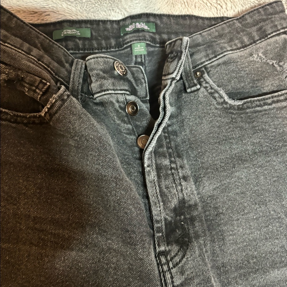 Black straight ripped jeans